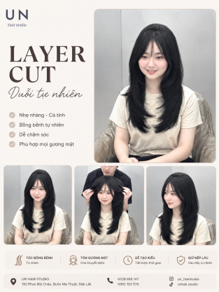 Tóc Layer kết hợp duỗi tự nhiên – Vẻ đẹp mềm mại, hiện đại tại UN Hair Studio