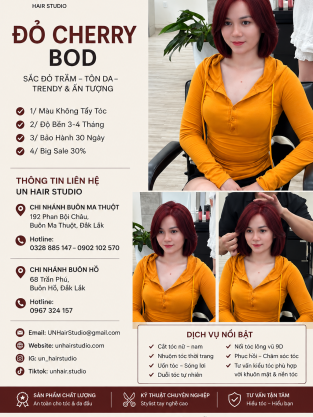 Đỏ Cherry kết hợp tóc Bob – Xu hướng làm tóc nổi bật, trẻ trung và cá tính