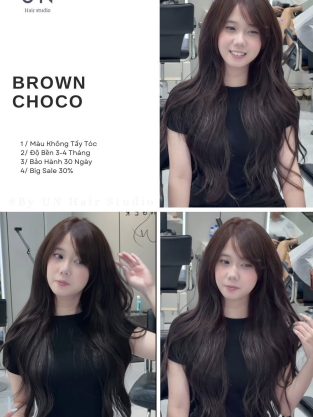 Nâu Choco nhuộm kết hợp uốn nhẹ nhàng 