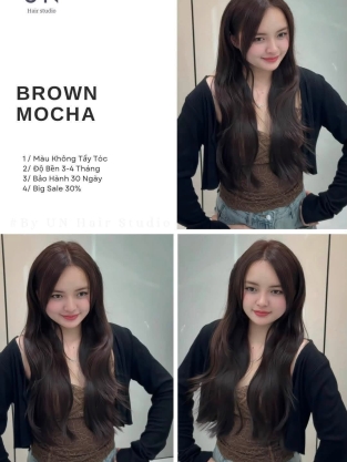 Nâu Mocha kết hợp tóc dài – Màu tóc trầm ấm, sang trọng và trẻ trung tại UN Hair Studio
