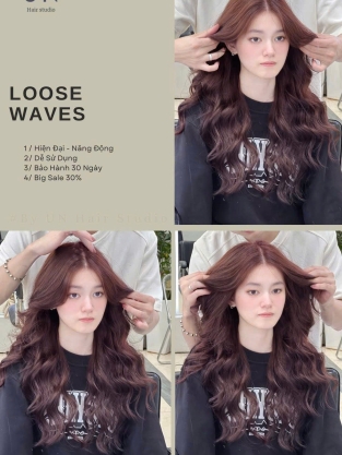 Loose waves kết hợp màu nâu hồng