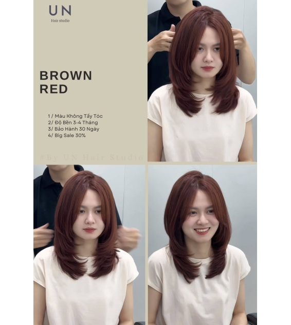 Xu Hướng Tóc Nâu Đỏ Brown Red 2026 kết hợp cắt cup layer 