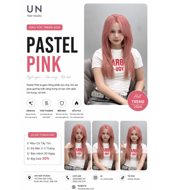 Mẫu tóc PASTEL PINK hot 2026 