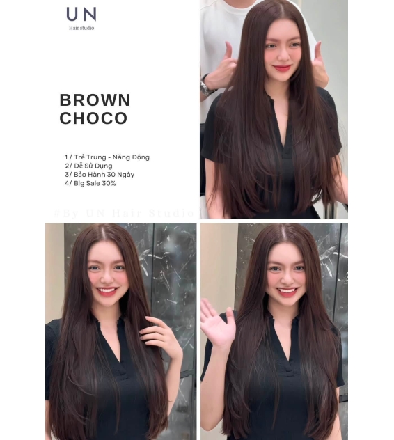 UN Hair × Nâu Choco Kết Hợp Duỗi Tóc – Vẻ Đẹp Trầm Ấm, Suôn Mượt Và Thanh Lịch