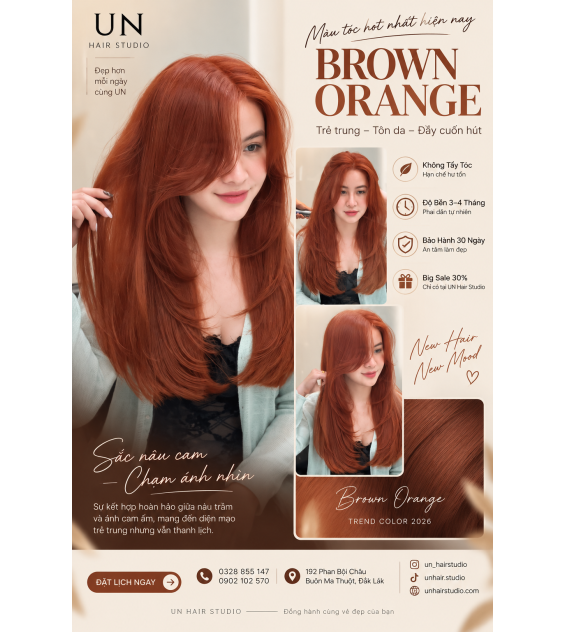 BROWN ORANGE – MÀU TÓC HOT 2026
