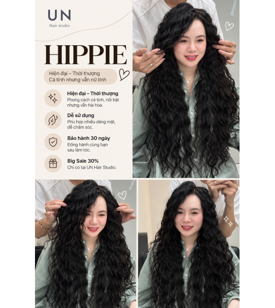 UỐN HIPPIE – KIỂU TÓC DÀNH CHO NÀNG THÍCH KHÁC BIỆT TẠI UN HAIR STUDIO