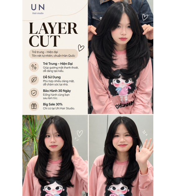 LAYER CUT SIÊU HOT – TỈA TẦNG CHUẨN HÀN, XINH TỪ MỌI GÓC TẠI UN HAIR STUDIO