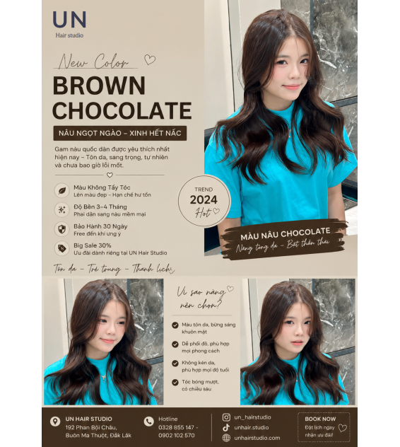 Nhuộm tóc nâu Chocolate hot hiện nay 