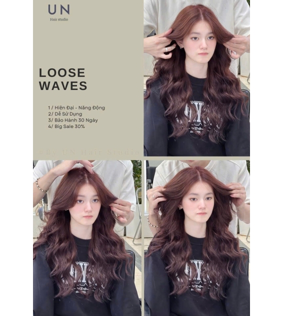 Loose waves kết hợp màu nâu hồng
